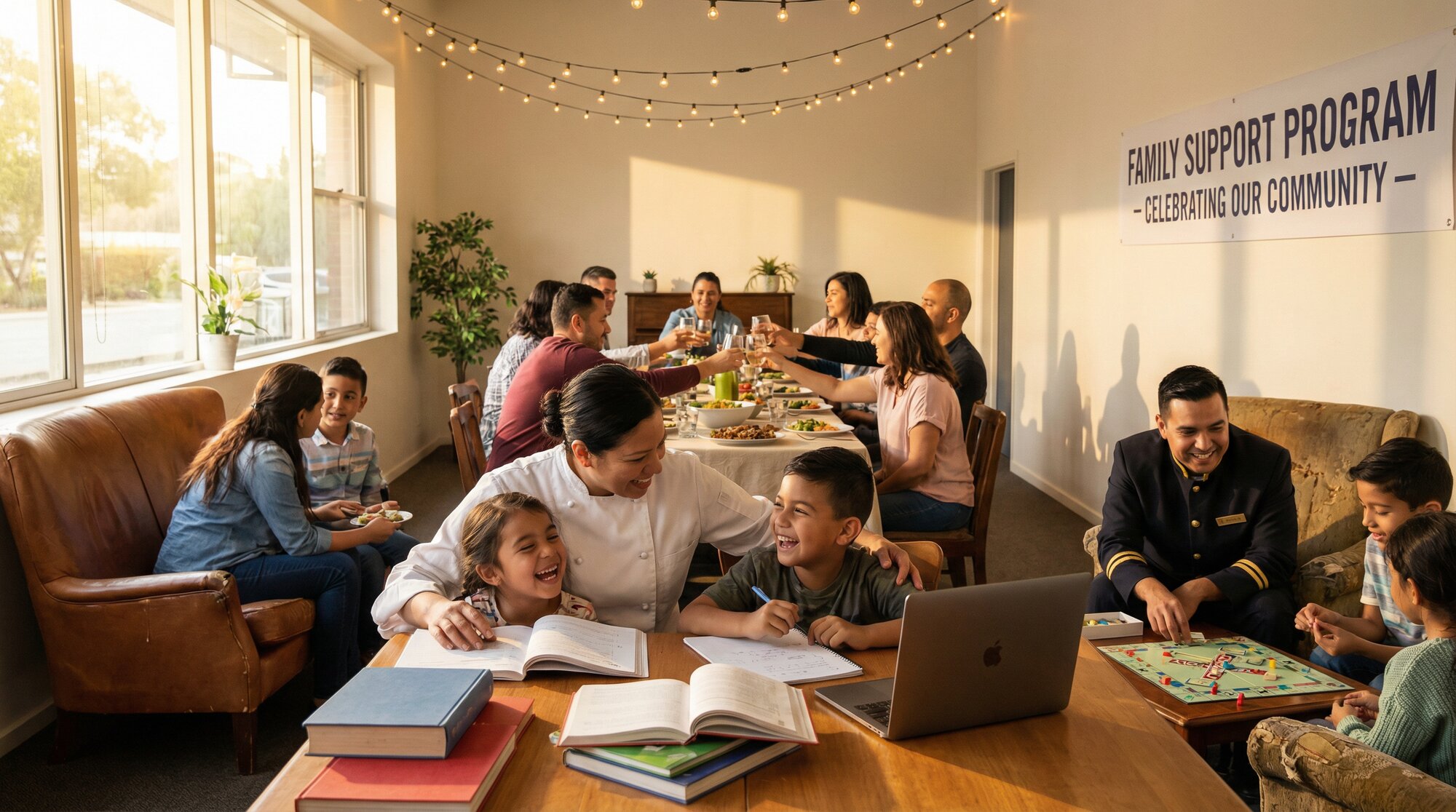 Workers with their families enjoying quality time
